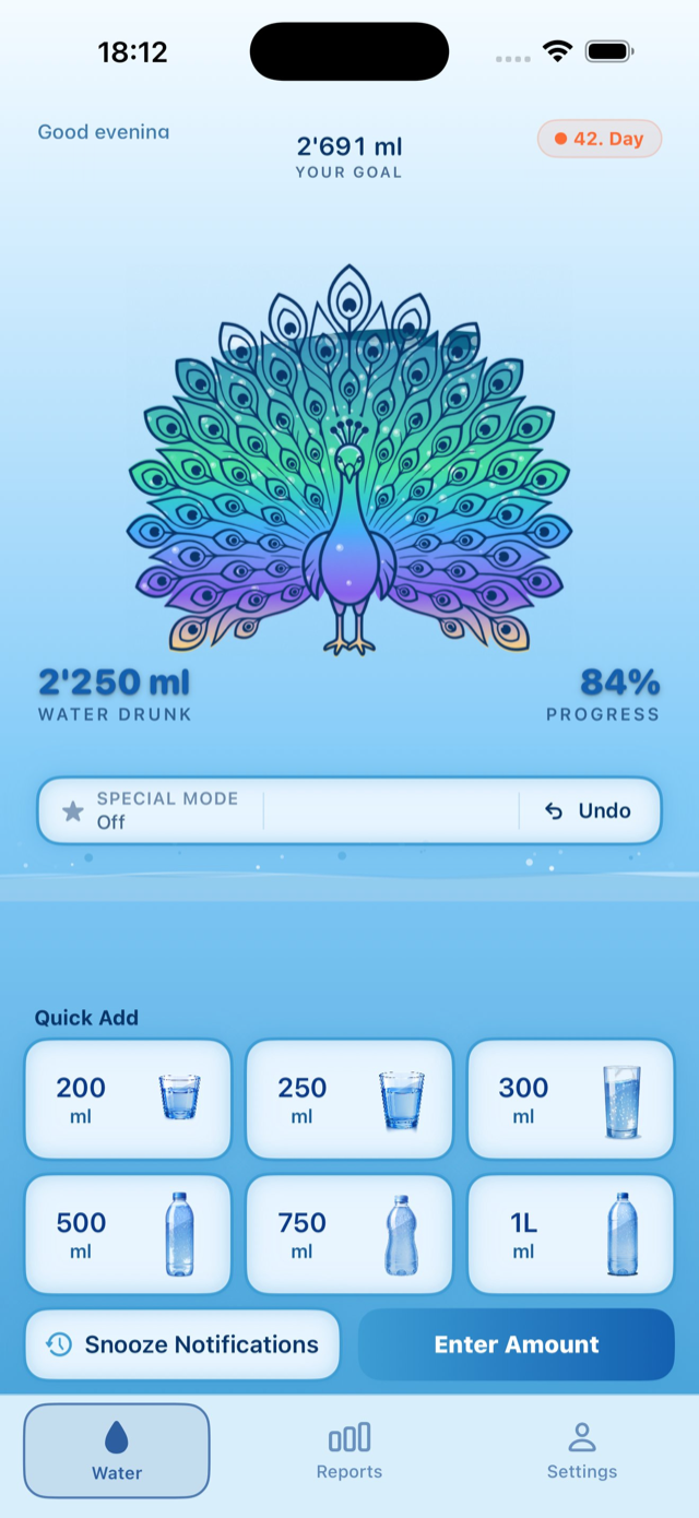 Peacock water view